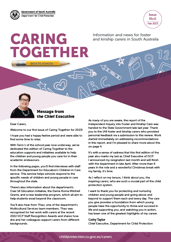 Image of the cover page of issue 6, Caring Together newsletter
