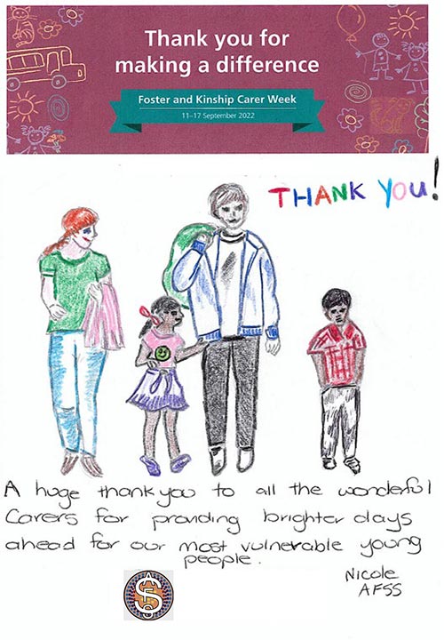 A thank you message to carers
