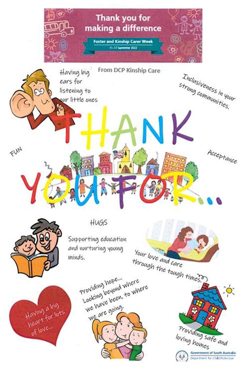 A thank you message to carers